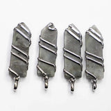 Stone Hexagonal Wire Arrow Pendants Necklace Mineral Cure Charms