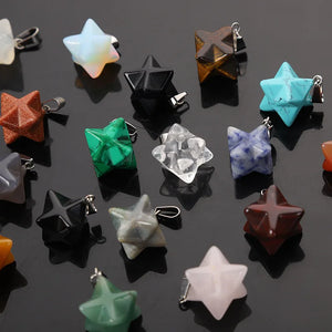 Hexagram Rose Quartz Tiger's Eye Opal Crystal Pendants