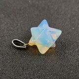Hexagram Rose Quartz Tiger's Eye Opal Crystal Pendants
