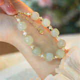 High Hetian Jade Bead Bracelet Vintage French Lovely Ladies Gift