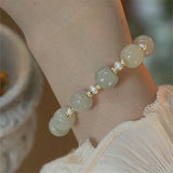 High Hetian Jade Bead Bracelet Vintage French Lovely Ladies Gift