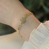 High Hetian Jade Bead Bracelet Vintage French Lovely Ladies Gift