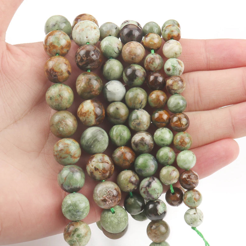 High Green Opal Round Spacer Beads 6-10mm 15 Inches