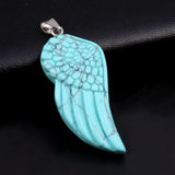 Reiki Gem Pendant Angel Wings Rose Quartz Agate DIY Jewelry
