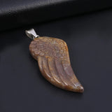 Reiki Gem Pendant Angel Wings Rose Quartz Agate DIY Jewelry