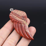 Reiki Gem Pendant Angel Wings Rose Quartz Agate DIY Jewelry