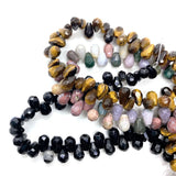 Natural Stone Horizontal Hole Faceted Beads 6x9mm