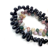 Natural Stone Horizontal Hole Faceted Beads 6x9mm