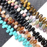 Natural Stone Horizontal Hole Faceted Beads 6x9mm