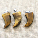 Natural Stone Tiger Eye Horns Pendant DIY Jewelry Men Chakra