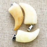 Natural Stone Tiger Eye Horns Pendant DIY Jewelry Men Chakra
