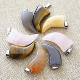 Natural Stone Tiger Eye Horns Pendant DIY Jewelry Men Chakra