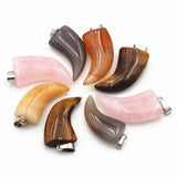 Natural Stone Tiger Eye Horns Pendant DIY Jewelry Men Chakra
