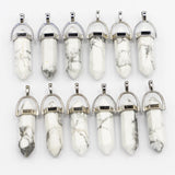 Howlite Hexagonal Pillar Point Pendulum Pendant Necklace Charms