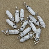 Howlite Hexagonal Pillar Point Pendulum Pendant Necklace Charms