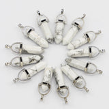 Howlite Hexagonal Pillar Point Pendulum Pendant Necklace Charms