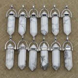 Howlite Hexagonal Pillar Point Pendulum Pendant Necklace Charms