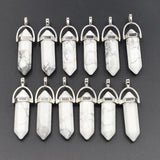 Howlite Hexagonal Pillar Point Pendulum Pendant Necklace Charms