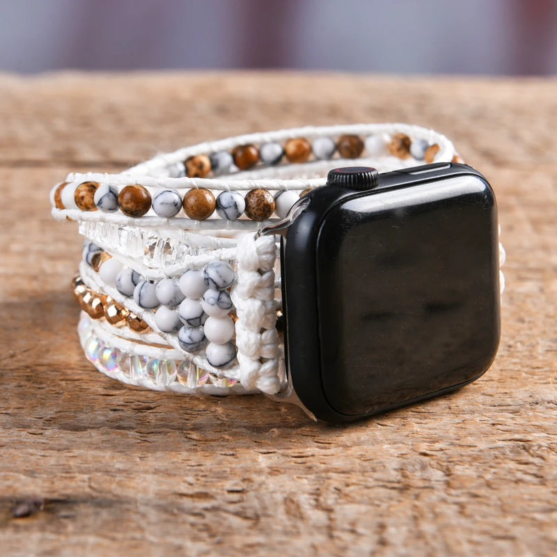 Howlite Smart Watch Strap 5X Wrap Vegan Rope Wristband Bracelet