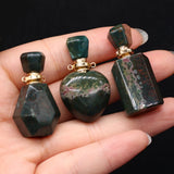 Indian Agate Perfume Bottle Pendant for Jewelry Making
