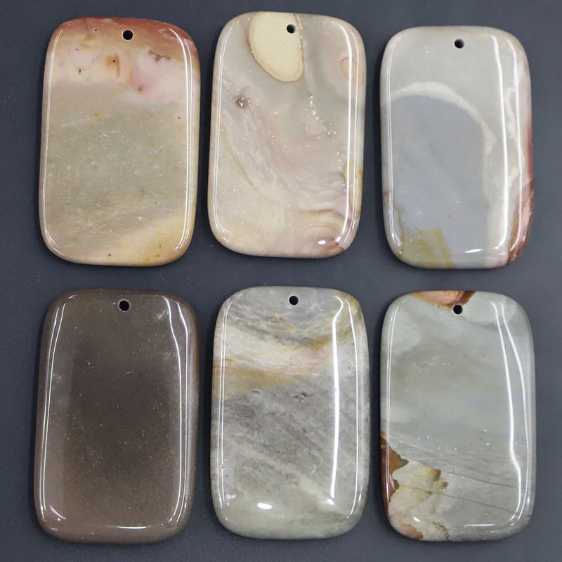 Indian Agate Square Pendant Necklace Charms DIY Jewelry 6Pcs