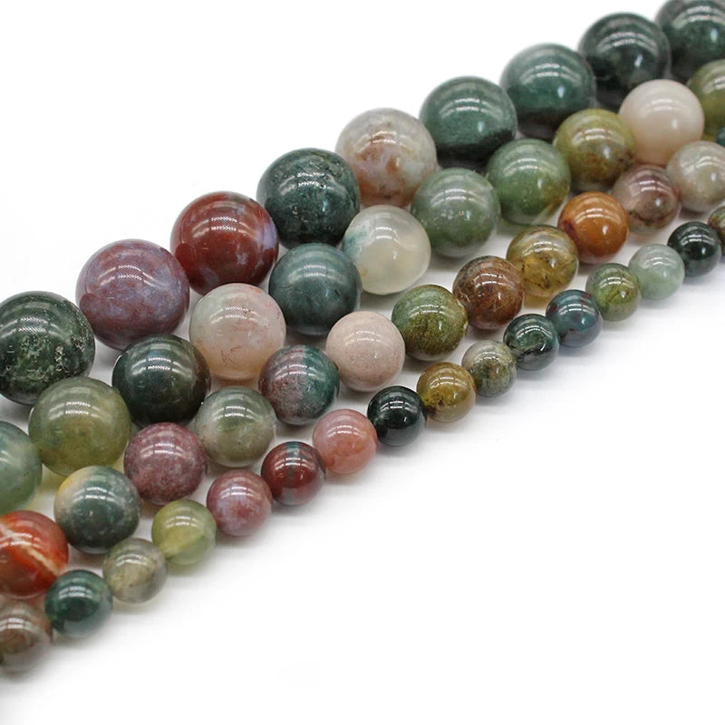 Indian Agates Round Loose Spacer Beads 4-12mm