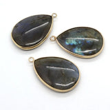 Natural Stone Inlaid Grey Glitter Charm Pendant Jewelry Diy