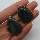 Natural Stone Inlaid Grey Glitter Charm Pendant Jewelry Diy