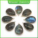 Natural Stone Inlaid Grey Glitter Charm Pendant Jewelry Diy