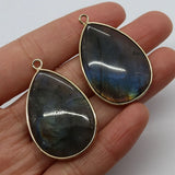 Natural Stone Inlaid Grey Glitter Charm Pendant Jewelry Diy