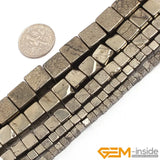 Iron Pyrite Cube Beads 15 inch Strand 6mm 8mm 10mm