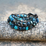 Natural Stone Irregular Beads Wrap Bracelet Men Women Couples Gift