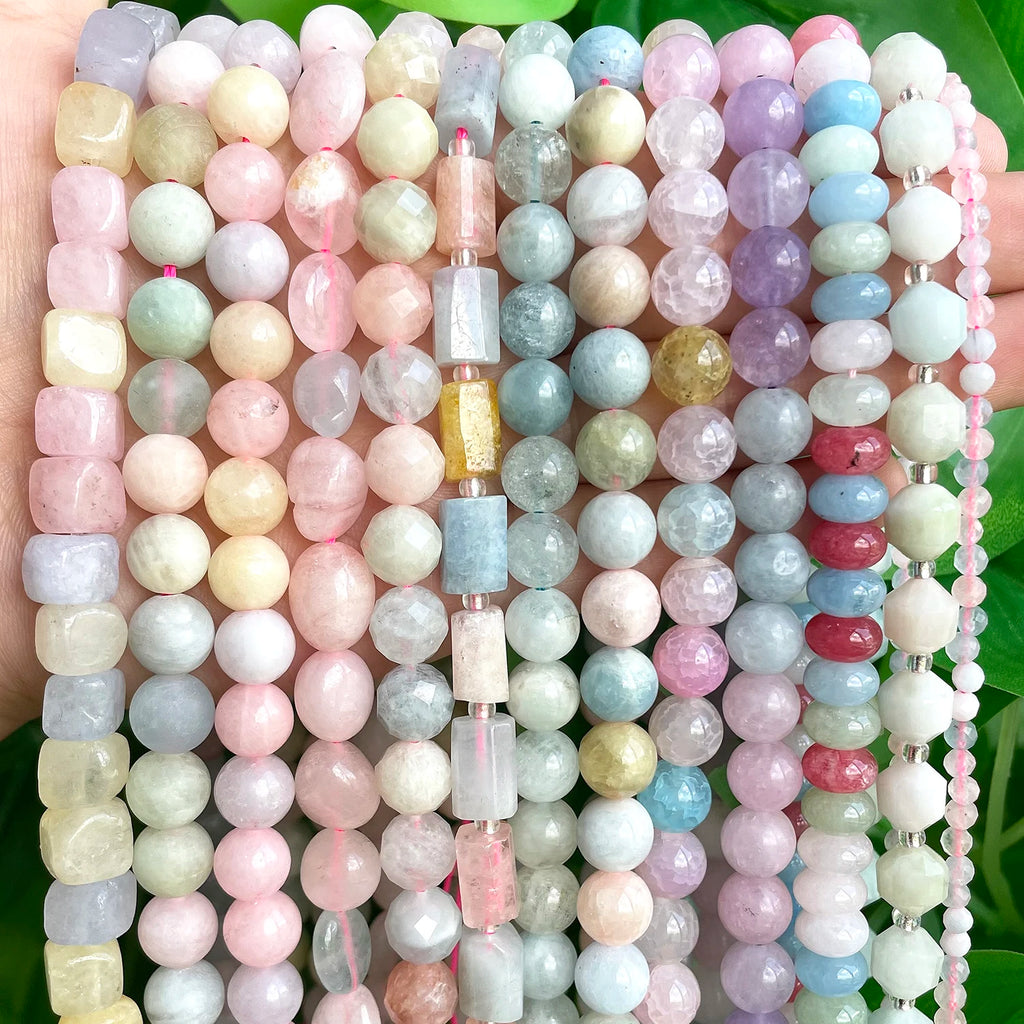 Natural Morganite Irregular Faceted Spacer Beads for Jewelry Making