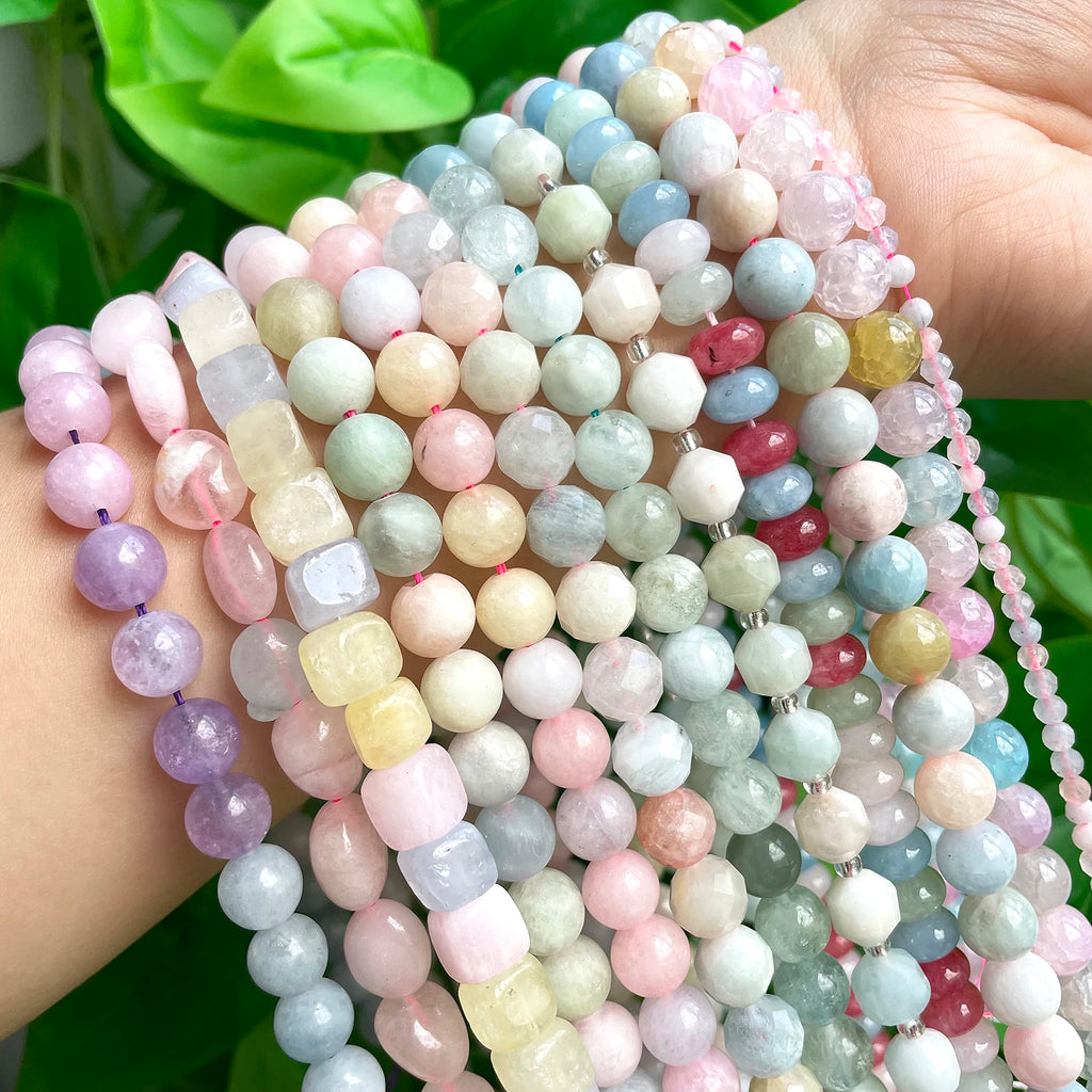 Natural Morganite Irregular Faceted Spacer Beads for Jewelry Making