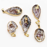 Grey Agate Necklace Druzy Amethysts Pendants Reiki Charms DIY Jewelry