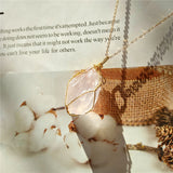 Natural Stone Irregular Pendant Necklace Quartz Pendulum Crystal Necklace