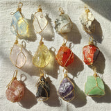 Natural Stone Irregular Pendant Necklace Quartz Pendulum Crystal Necklace