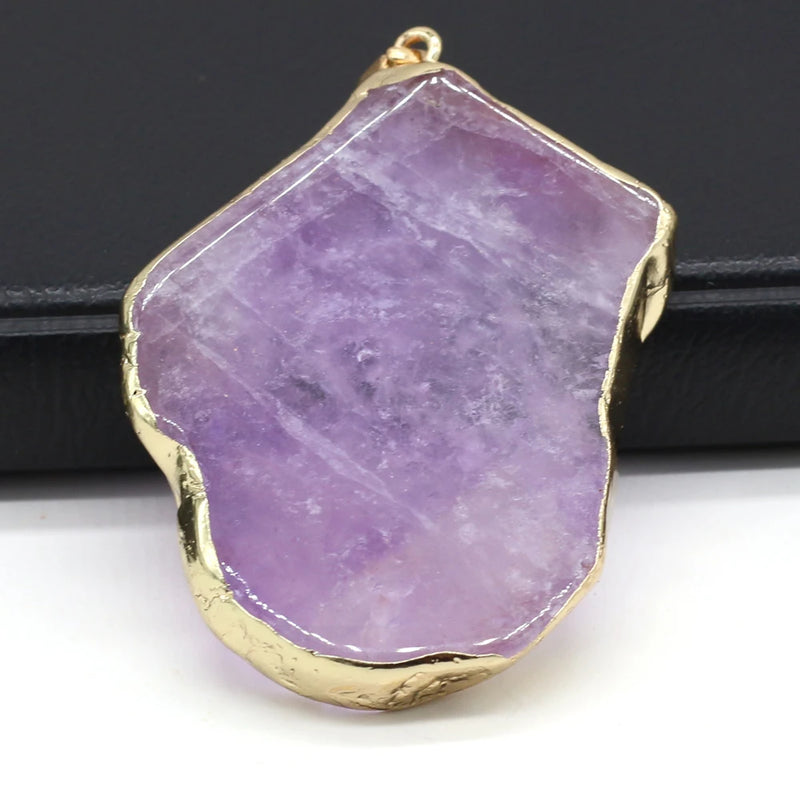 Natural Stone Amethyst Pendant for Jewelry Making