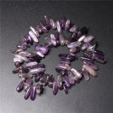 Natural Stone Purple Amethysts Crystals Spacer Beads 15''