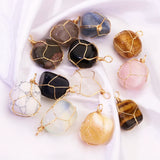 Raw Ore Pendant Amethyst Rose Quartz Agate Crystal Charms Diy Necklace