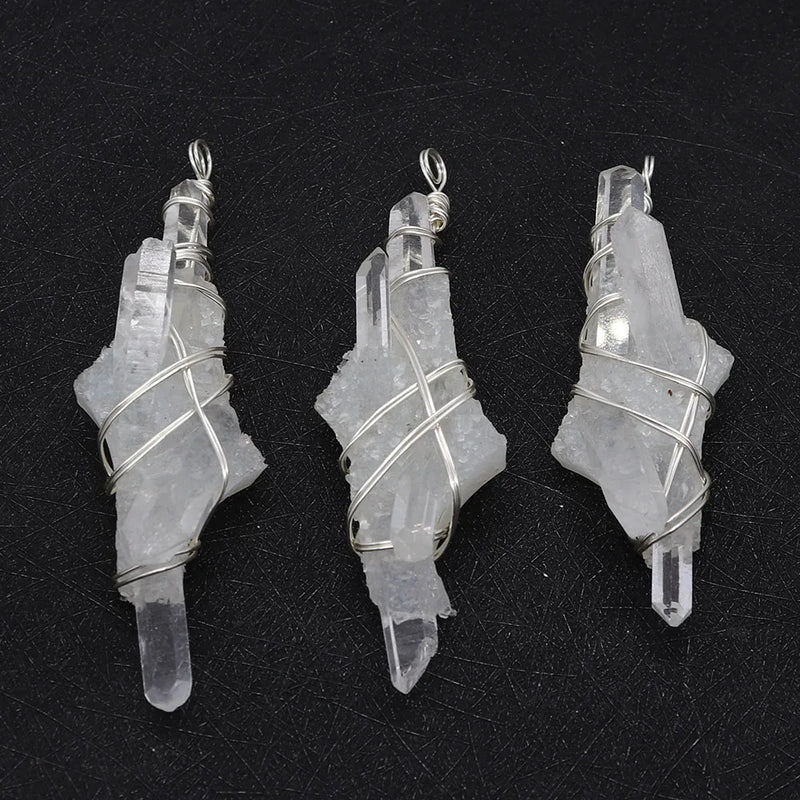Natural Stone Irregular Rhombus Crystal Pendant 20-80mm DIY Necklace Earrings