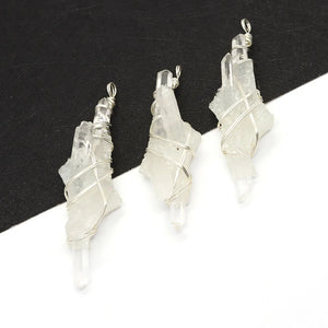 Natural Stone Irregular Rhombus Crystal Pendant 20-80mm DIY Necklace Earrings