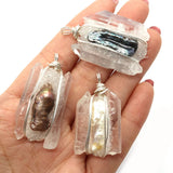 Natural Stone Crystal Pendant Resin Pearl Charm DIY Jewelry Accessories