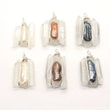 Natural Stone Crystal Pendant Resin Pearl Charm DIY Jewelry Accessories