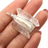 Natural Stone Crystal Pendant Resin Pearl Charm DIY Jewelry Accessories