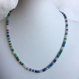 Multicolor Ruby Jade Roundel Faceted Necklace 40+5CM Chocker Beads