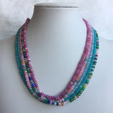 Multicolor Ruby Jade Roundel Faceted Necklace 40+5CM Chocker Beads