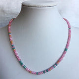 Multicolor Ruby Jade Roundel Faceted Necklace 40+5CM Chocker Beads