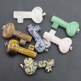 Key Shape Natural Stone Necklaces Pendants Charms 4Pcs