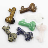Key Shape Natural Stone Necklaces Pendants Charms 4Pcs